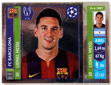 Panini Foil Sticker Card Lionel Messi 426 Champions League Cl 2014