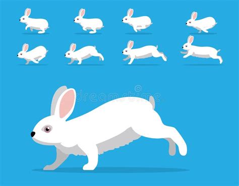 White Rabbit Jumping Motion Animation Sequence Cartoon Vector