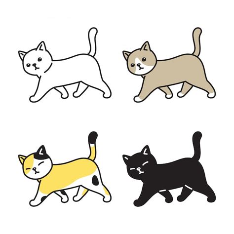 Premium Vector Cat Kitten Walking Cartoon