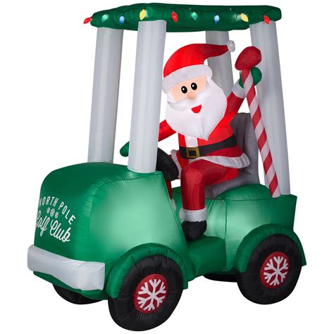 gemmy christmas airblown inflatable santa with golf cart scene 6 ft tall multicolored