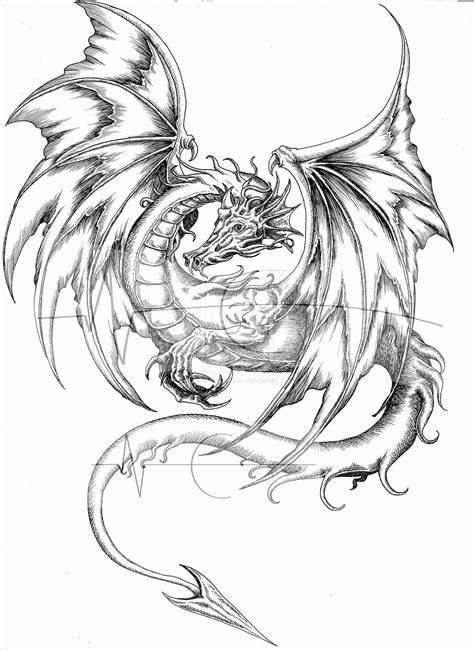Dragons are complex and range in color and shade. Dragon Coloring Page for Adults in 2020 | Dragon tattoo ...