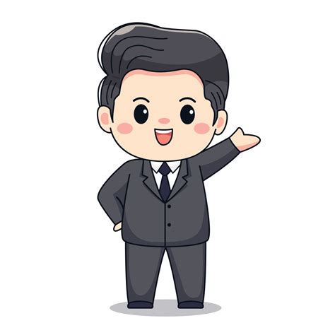 Illustration Of A Businessman With Formal Suit Cute Kawaii Chibi