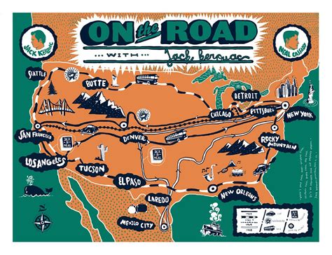 On The Road With Jack Kerouac On Behance Jack Kerouac Road Trip Map