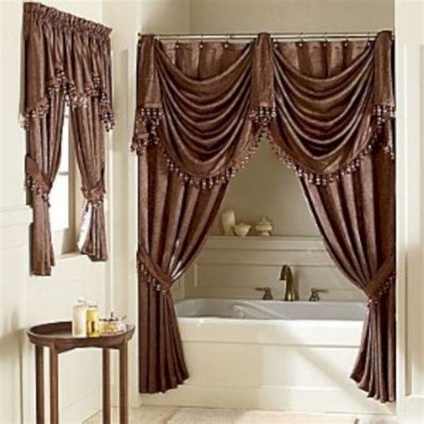 Luxury Shower Curtains With Valance Double Swag Shower Curtain Sets Elegant Shower Curtains