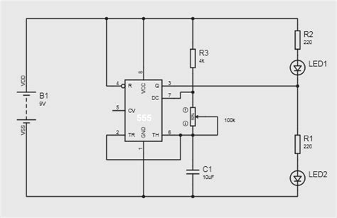 Alternate Switching Led Circuit Using Ic 555 Gadgetronicx