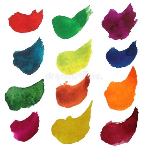 Set Of Colorful Watercolor Brush Strokes Stock Vector Illustration Of