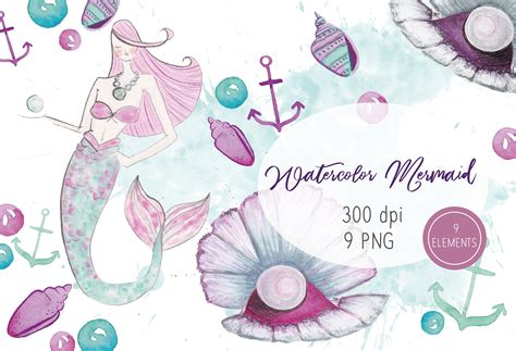 Watercolor Mermaid Illustrations Creative Market