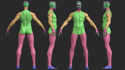 Full Male Body Topology And Uv Flippednormals
