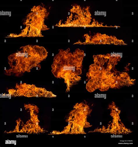 High Resolution Fire Collection On Black Background Stock Photo Alamy