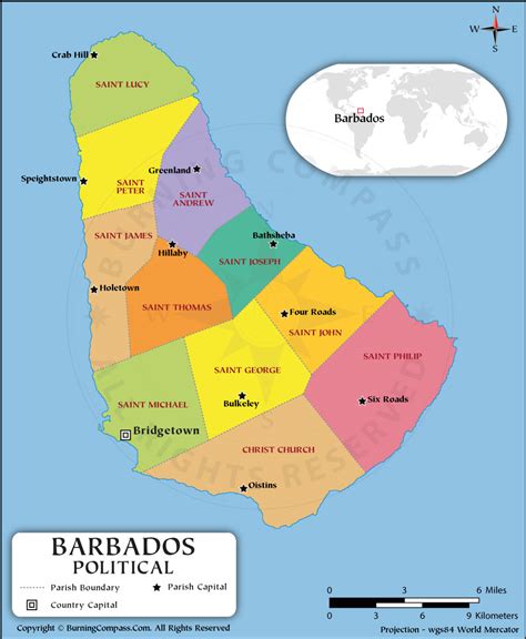 Barbados Parish Map Barbados Political Map