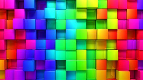 3840x2160 Wallpaper Blocks Rainbow 3d Graphics