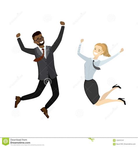Jumping Business People Stock Vector Illustration Of Achievement