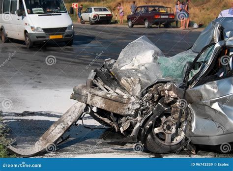 Damaged Vehicle After Car Crash Editorial Stock Image Image Of