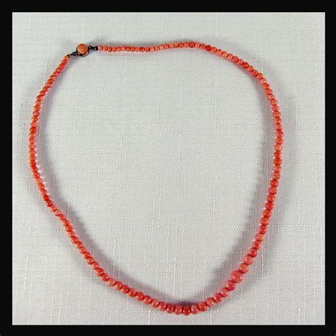 Natural Pink Salmon Coral Bead Necklace 18 From 4sot On Ruby Lane