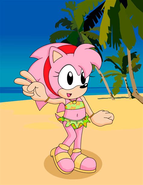 Classic Amy Rose At The Beach Alternate Version By Aaronbsonic27 On