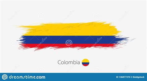 Flag Of Colombia Grunge Abstract Brush Stroke On Gray Background Stock