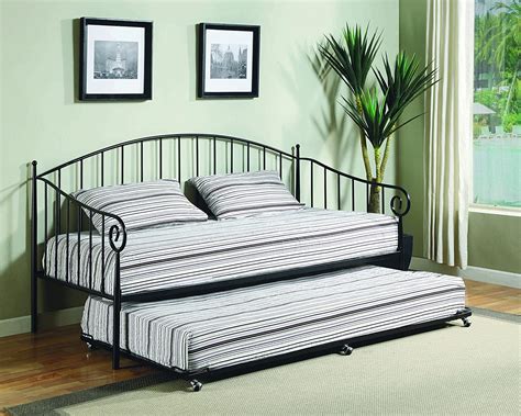 Twin Size Matt Black Metal Day Bed Frame With Pop Up High