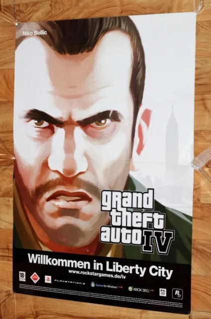 Grand Theft Auto Iv 4 Niko Game Store Promo Poster Xbox 360 Ps3 Rare