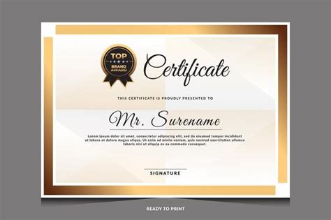 Elegante Plantilla De Certificado De Diploma Azul Y Oro Vector Premium