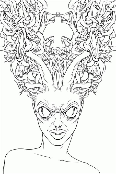 Hideous Of Medusa Coloring Page Coloring Home