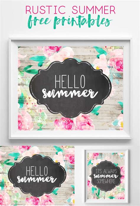 Free Summer Printable Art Rustic Floral Wall Art