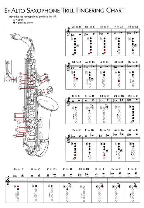 Alto Sax Scales Finger Chart