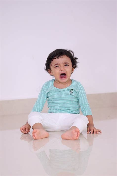 Crying Baby Boy Sitting On Floor Stock Image Image Of Cheerful