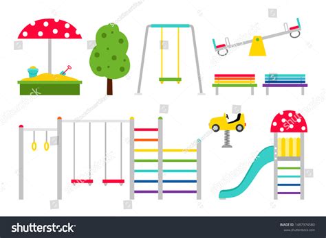 Playground Equipment Vector Outdoor Kids Playgrounds Stock Vector