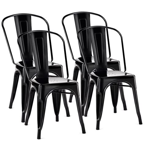 Costway Set Of 4 Distressed Style Dining Side Chair Stackable Bistro