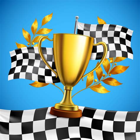 Golden Trophy With Checkered Flag 1393793 Vector Art At Vecteezy