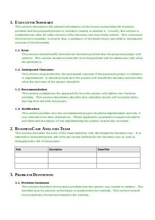 51 SAMPLE Business Case Templates In PDF MS Word Excel