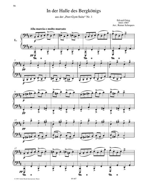 Edvard Grieg In The Hall Of The Mountain King Sheet Music