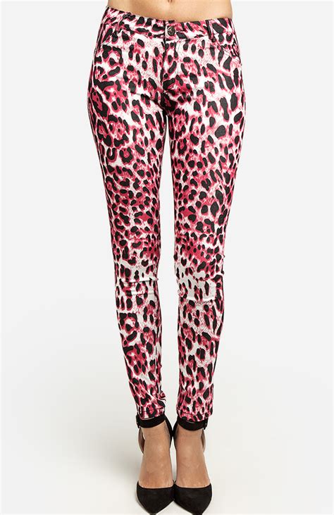 Bright Leopard Print Jeans In Fuchsia DAILYLOOK