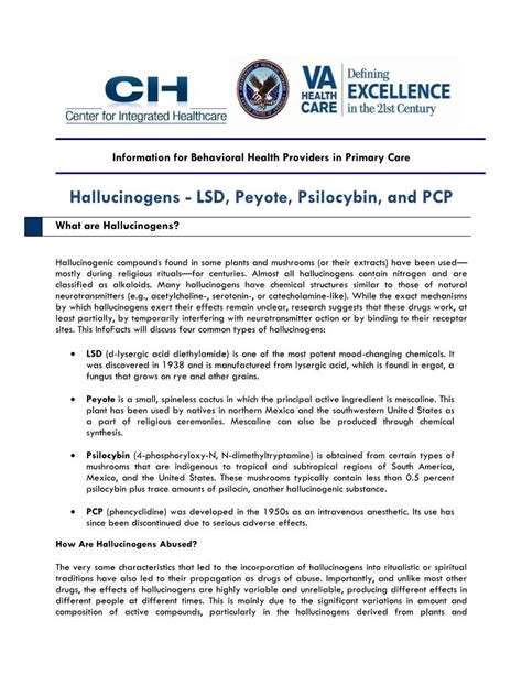 Hallucinogens Lsd Peyote Psilocybin And Pcp Docslib