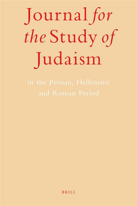 Journal For The Study Of Judaism Brill