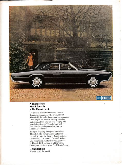 1967 Ford Thunderbird 2 Or 4 Doors Original Magazine Ad Etsy Canada
