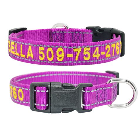 Embroidered Personalised Dog Collar With Reflective Stitching The