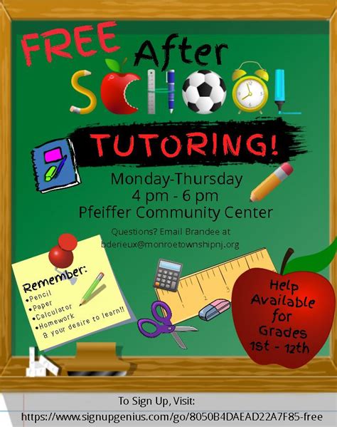 Tutoringflyer Monroe Township Parks And Recreation