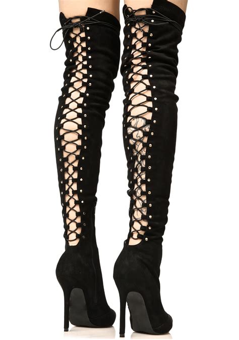 give me fever lace up thigh high boots dolls kill