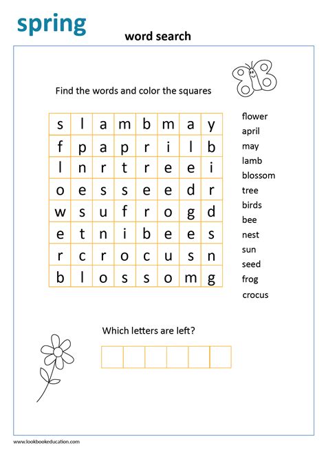 Worksheet Spring Word Search Lookbook Education