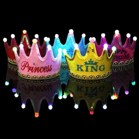 Led King Princess Happy Birthday Felt Crown Hats B Grandado