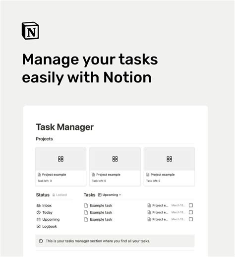 Notion Task Manager Notion Template In 2022 Notions Task Templates