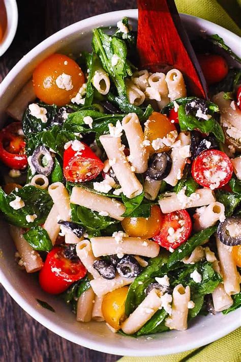 A healthy and fabulous spinach salad recipe with a tasty yogurt salad dressing. Jump to Recipe Print RecipeEasy Greek Pasta Salad makes a ...