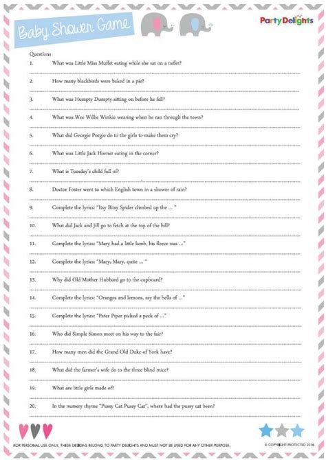 Almost your searching will be available on couponxoo in general. Free Printable Nursery Rhyme Quiz | Baby shower quiz, Free ...