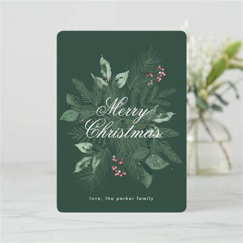 Merry Christmas Floral Non Photo Holiday Card