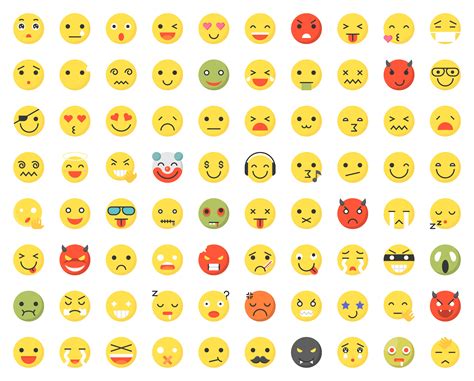 set of various emoji with different faces and expressions 464821 vector art at vecteezy