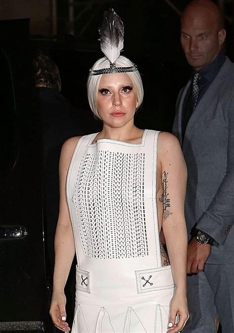 Lady Gaga Goes Braless In White Fishnet Dress In Ny