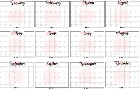 Blank 12 Month Calendar Bossfidence 12 Month Calendar