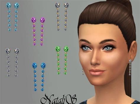 Multi Crystals Drop Earrings By Natalis At Tsr Sims 4 Updates