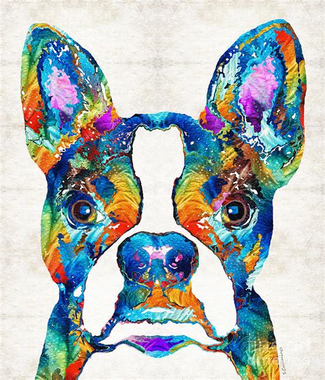 Colorful Boston Terrier Dog Pop Art Sharon Cummings Painting By